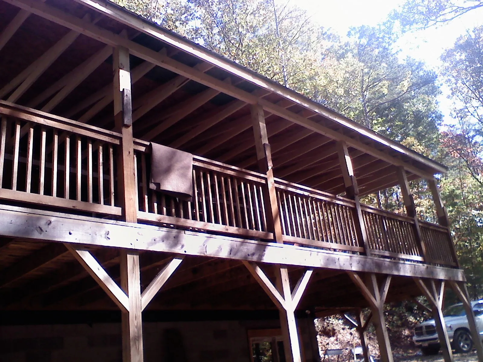 Timber framing under a new elevated porch and deck — Roof Leak Repair in Foxburg by Roofing Brothers
